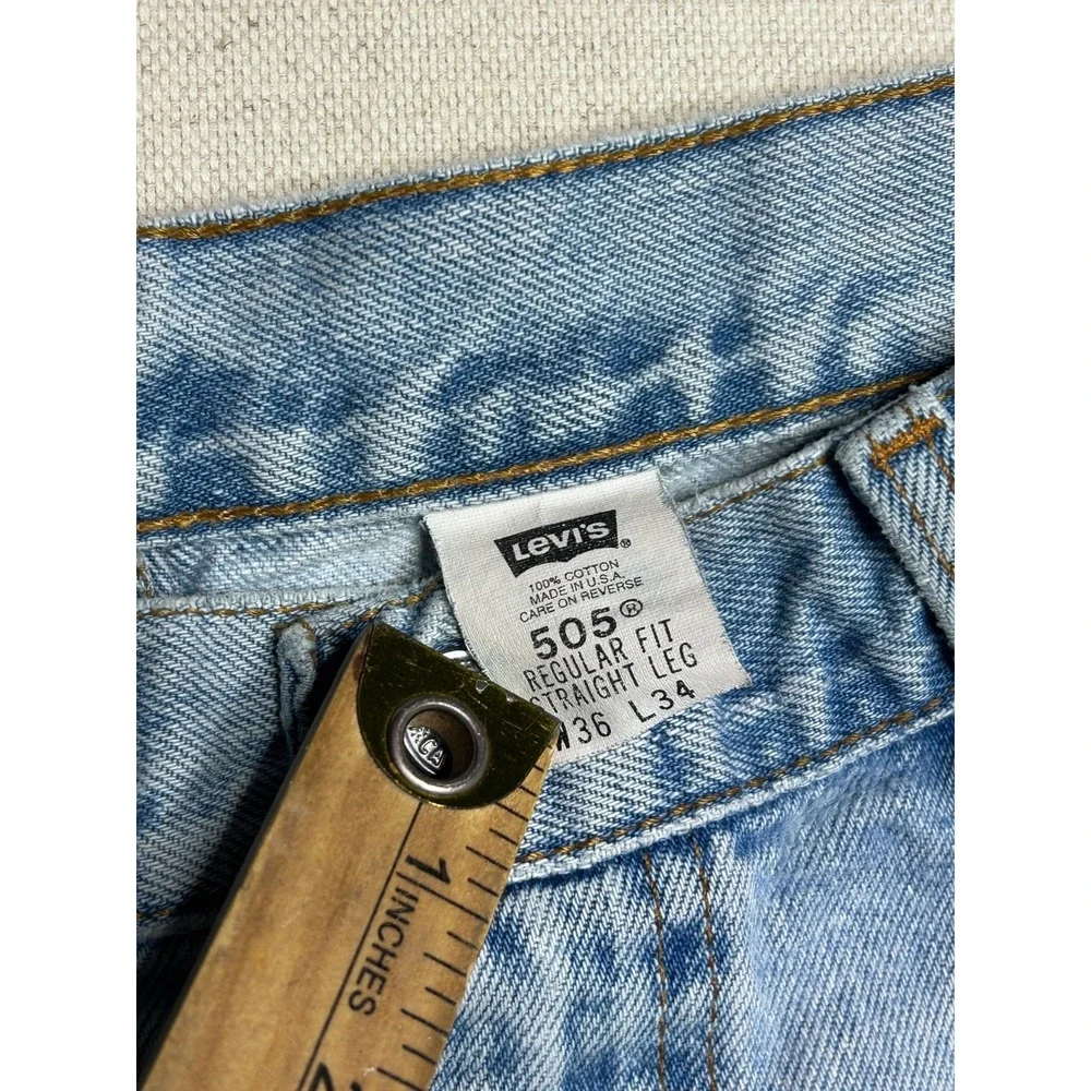 Vintage Levi's 505 Regular Fit Jeans Men's 36x34 USA  Light Wash Straight Leg